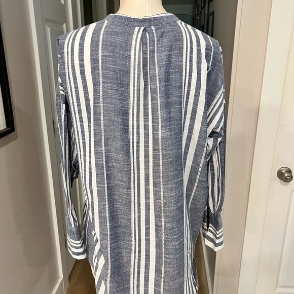 LUCKY BRAND loose fit vertical stripes long sleeve button down summer top - Picture 7 of 9